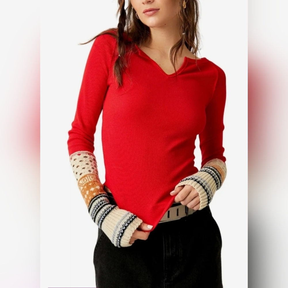NWOT We The Free Cozy Craft Cuff Top with Bohemian Cuffs